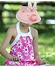 Bembika Rabbit Text Designed Sun Visor Cap With Attached Chargeable Cooling Fan - Pink - Circumference 57 Cm