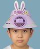 Bembika Rabbit Text Designed Sun Visor Cap With Attached Chargeable Cooling Fan - Purple - Circumference 57 Cm