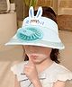 Bembika Rabbit Text Designed Sun Visor Cap With Attached Chargeable Cooling Fan - Light Blue - Circumference 57 Cm