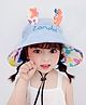 Bembika Cotton Bunny Ears Applique Detailed & Printed Hat - Blue Circumference - 48 Cm