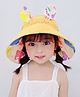 Bembika Cotton Bunny Ears Applique Detailed & Printed Hat - Yellow Circumference - 48 Cm