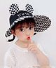 Bembika Cambric Bunny Ears Applique Detailed & Checked Hat - Black Circumference - 48 Cm