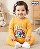 Babyhug Disney Interlock Knit Full Sleeves Romper with Minnie Mouse Graphics - Yellow