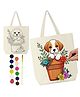 Asian Hobby Crafts Tote Bag Painting Kit for Kids & Adults  Reusable Cotton Shopping Bag with Colors & Brush | DIY Craft Kit for Gifting, Return Gifts, School Projects, Grocery or Daily Use