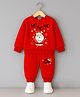 KUCHIPOO Knit Christmas Theme Full Sleeves Santa Claus Printed Light Winter  Sweatshirt & Joggers Set - Red