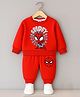 KUCHIPOO Knit Marvel Featuring Full Sleeves Spiderman Printed Light Winter  Sweatshirt & Joggers Set - Red
