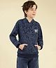 Lil Tomatoes Cotton Looper Knit Full Sleeves Typography Printed Light Winter Hooded Tie Dye Sweatshirt - Navy Blue