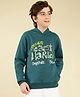 Lil Tomatoes Fleece Knit Full Sleeves Typography Printed Light Winter Hooded Sweatshirt - Teal Blue