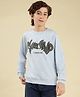 Lil Tomatoes Cotton Looper Knit Full Sleeves Typography Printed Light Winter Sweatshirt - Blue