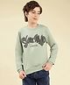 Lil Tomatoes Cotton Looper Knit Full Sleeves Typography Printed Light Winter Sweatshirt - Oilgreen