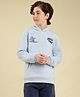 Lil Tomatoes Fleece Knit Full Sleeves New York Text  Printed Hooded Winter Sweatshirt - Blue