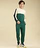 Lil Tomatoes Cotton Looper Knit Full Sleeves Colour Blocked Light Winter Sweatshirt & Side Taped Joggers Set - Bottle Green
