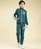 Lil Tomatoes Fleece Knit Full Sleeves 03 Number Printed Light Winter Sweatshirt & Joggers Set - Teal Blue