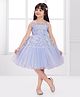 Ministitch Woven Sleeveless Leave Embroidered & Sequin Embellished Tiered Dress - Sky Blue
