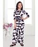 Ministitch Muslin Woven Three Fourth Sleeves Abstract Printed Top Pant Set - Off White & Black