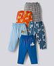 OHMS Single Jersey Knit Full Length Lounge Pant With Animal Print Pack Of 5 - Multicolour