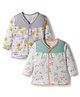 OHMS Single Jersey Knit Full Sleeves Frocks With Floral Print Pack Of 2 - White & Sea Green