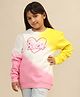 Kidsville Knit Mattel Featuring Full Sleeves Barbie Text Printed Light Winter Sweatshirt - Pink White & Yellow