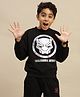 Kidsville Knit Marvel Featuring Full Sleeves Black Panther Mask Printed Light Winter Sweatshirt - Black