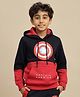 Kidsville Knit Marvel Featuring Full Sleeves Captain America Printed Light Winter Hoodie  - Red & Navy Blue