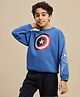 Kidsville Knit Marvel  Featuring Full Sleeves Captain America Shield Sequin Embellished Light Winter Sweatshirt   - Blue
