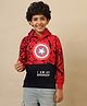 Kidsville Knit Full Sleeves Marvel Avengers Featuring Captain America Printed Light Winter Hoodie - Red & Blue