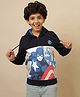 Kidsville Knit Full Sleeves Marvel Featuring Captain America Printed Light Winter Hoodie - Blue & White