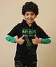 Kidsville Knit Full Sleeves Colour Blocked Minecraft Featuring Character Printed Light Winter Hoodie - Black