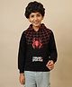 Kidsville Knit Marvel Avengers Featuring Full Sleeves Spider Man Text Printed Winter Hoodie  - Black