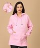 The Mom Store Cotton Knit Full Sleeves Solid Maternity Hooded Sweatshirt With Side Zipper Nursing Access - Pink
