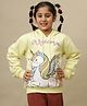 Kidsville Knit Full Sleeves Unicorn Printed Winter Hoodie - Yellow