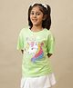 Kidsville Cotton Knit Half Sleeves Unicorn Printed Sequins Embellished Tee - Green