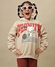 Kidsville Knit Peanuts Featuring Full Sleeves Snoopy Printed Light Winter Hooded Sweatshirt - Beige