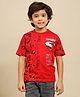 Kidsville Cotton Knit DC Comics Featuring Half Sleeves Superman Text Printed Tee  - Red