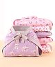 Babyhug 100% Interlock Cotton Double Layer Nappy Rabbit, Rainbow and Flower Print Pack of 6 - Extra Small Size| Machine Washable| Soft & Skin Friendly| Tie Knot Style