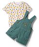 WOW Clothes Sinker Woven Half Sleeves Dungaree & Half Sleeves Printed Inner Tee - Green & White