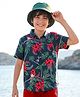 Pine Kids Viscose Woven Half Sleeves Shirt With Floral Print - Navy Blue