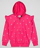 The Sandbox Clothing Co Cotton Knit Full Sleeves Stars Printed Hooded Sweatjacket - Pink