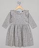 The Sandbox Clothing Co Cotton Knit Full Sleeves Stars Printed Frill Detailed Dress - Grey