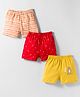 OHMS Single Jersey Knit Knee Length Shorts with Star Print & Stripes Pack of 3 - Multicolor
