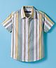 Pine Kids Viscose Woven Half Sleeves Shirt With Stripes - Multicolour