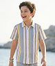 Pine Kids Viscose Woven Half Sleeves Shirt With Stripes - Multicolour