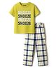 Pine Kids Single Jersey Knit Half Sleeves Night Suit With Text Print - Green & Blue