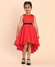 Toy Balloon Kids Net Woven Sleeveless Sequins Embellished High Low Dress - Red