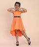 Toy Balloon Kids Net Woven Sleeveless Sequins Embellished High Low Dress - Orange