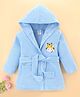 Simply Terry Knit Full Sleeves Hooded Bath Robe with Giraffe Embroidery - Light Blue