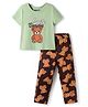 Pine Kids Single Jersey Knit Half Sleeves Night Suit With Animal Print - Green