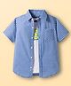 Pine Kids Cotton Woven Half Sleeves Checks Shirt With Printed T-Shirt - Navy Blue