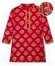 EARTHY TOUCH Single Jersey Knit Full Sleeves Kurta With Floral Foil Print - Fuschia