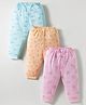 Zero Sinker Knit Full Length Lounge Pant with Ship & Car Print Pack of 3 - Orange Pink & Aqua Blue